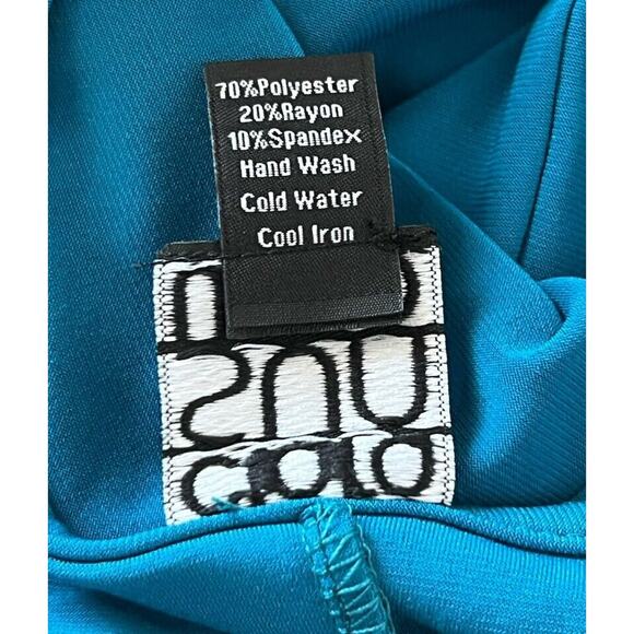 Vintage CLARA SUN WOO Travel Knit Teal Blue Tunic Top 3/4 Sleeve Sz XL NEW - Picture 7 of 7